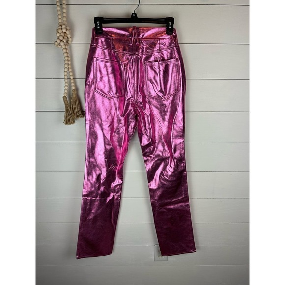 NWT GOOD AMERICAN GOOD ICON PANTS PINK-METALLIC size 2 - Picture 6 of 6